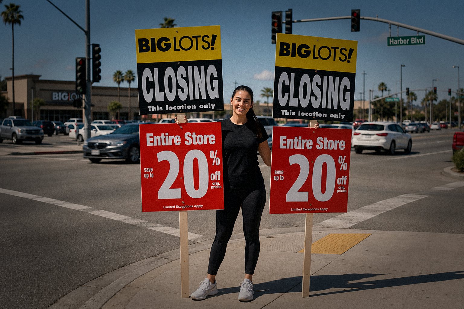 Sign Marketing sign holder with Big Lots closing sale signs